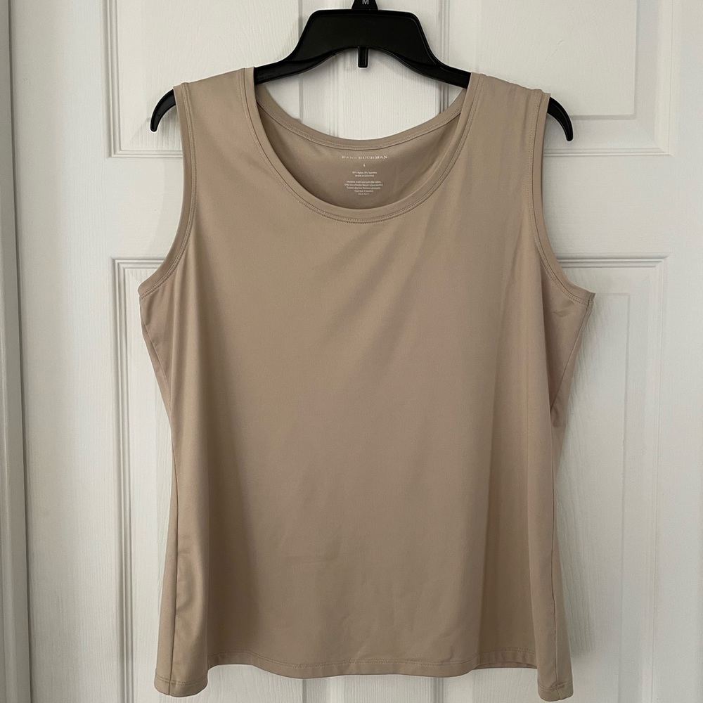 Women’s Sleeveless top.  Made by Dana Buchman.  Beige/Nude color.  Size L